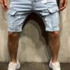 Men'S Light Blue Distressed Faux Denim Shorts - Classic Five-Pocket Design, Stretch Faux Denim for Everyday & Formal Outfits - Casual Streetwear Essentials, Faux Denim Shorts, Relaxed Fit, Ripped Detailing, Comfortable Wear, Street Style, Vintage Aesthetic, Durable Fabric, Young Adults