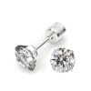 2pcs Stainless Steel Earrings, 4mm White Synthetic Zirconia with Embossed Floral Rhinestone Earbuds, Screw Post Design, Daily & Party Wear, Mardi Gras, St. Patrick's, Mother'S Day Gift