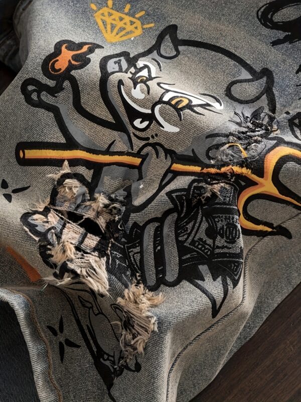 product-fancy-97361edc-2835-4105-8cec-a738e2cb551c Men'S Vintage-Inspired Distressed Denim Shorts with "Wild One" Graphic Print - Casual Regular Fit, Pockets, and Drawstring Waist for Casual Attire, Jean Shorts