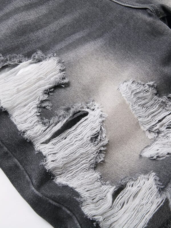 Men's Distressed Denim Shorts - Summer Casual Streetwear with Frayed Hem & Ripped Details, Mid-Rise Regular Fit, Machine Washable Non-Stretch Fabric, Functional Pockets for Casual Attire, Shorts Jeans