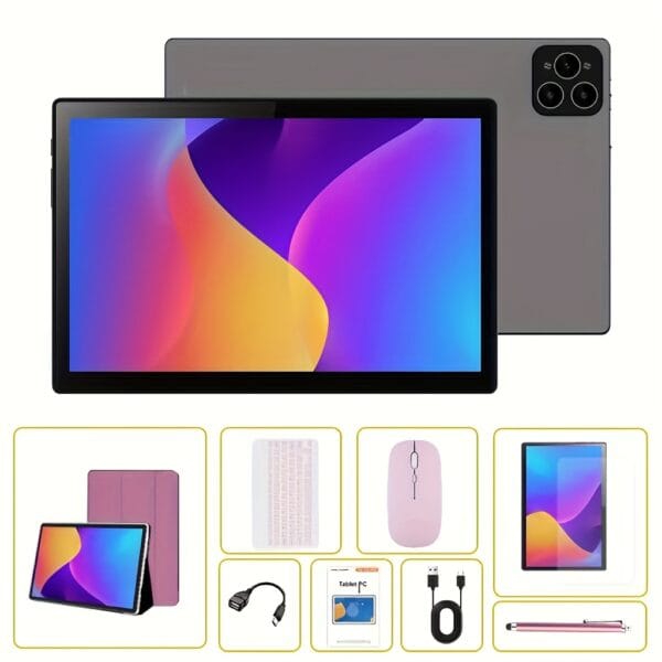 CRELANDER 10.1" 2-in-1 Android Tablet PC MTK 6763 Deca Core CPU with HD Display, 12GB (4GB+ 8GB Expandable) with RAM Support 1TB Expansion, 5000mAh Battery, Dual Camera, SIM Card Slot 4G LTE Calling Ultimate Office Bundle with Wireless Keyboard, Mouse, Stylus & Foldable Case, Tablet, Pad