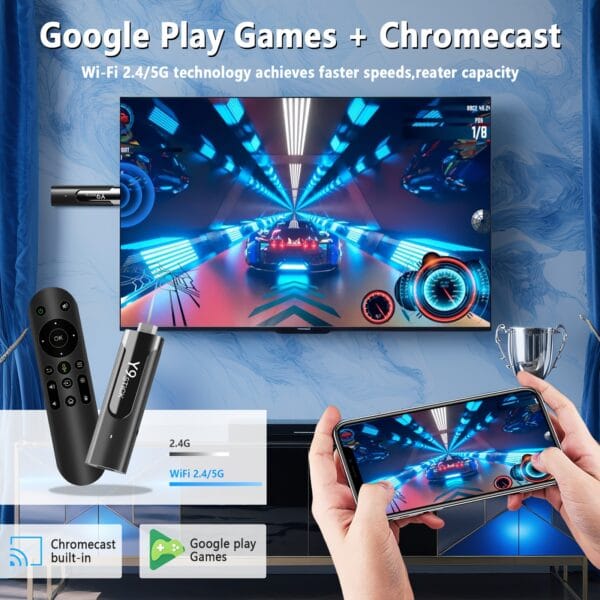 M98-Y9 Compact Portable HD TV Stick - USB-Powered Wireless Smartphone Compatible with Android 13.0, 4K Resolution, Compact Design for Streaming & Entertainment