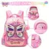 Girls Backpack for Elementary School with handbag and Pencil Case Cute Butterfly/Cat/Mermaid Backpack for Girls Cartoon Bookbag