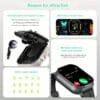 EFFEOKKI 5.11cm Large Screen Music Smartwatch with Wireless Calls, Earbuds Integration, 5.08cm Display, Battery, Silicone Strap & Wireless 5.3 - Black, Smart Watch for Android Phones, Smart Watch for Android, Sleek Watch Design, Durable Watch Band