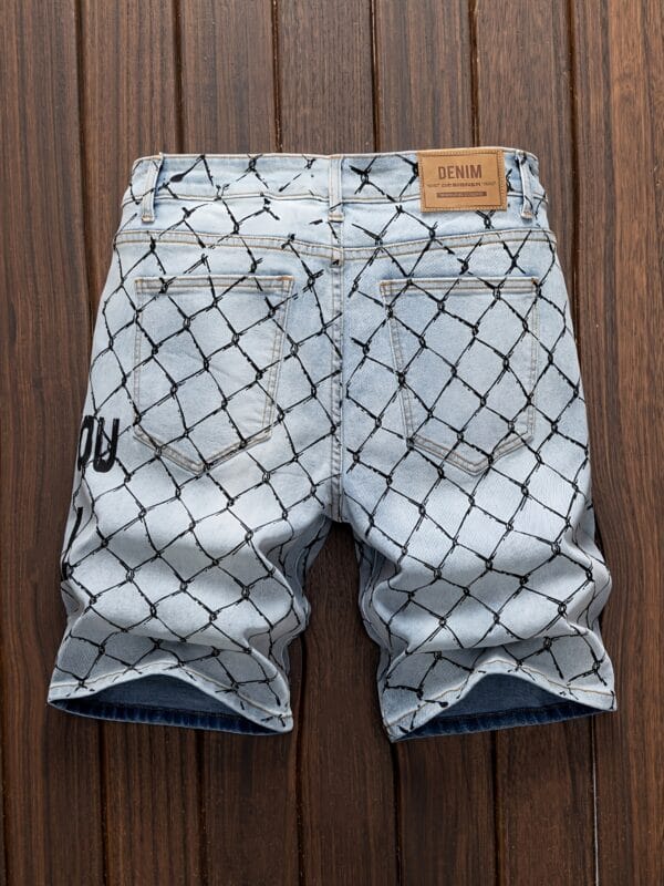 product-fancy-9d37e394-f00d-4fc0-a7b3-c0e381a1da4b Men'S Streetwear Vintage Washed Faux Denim Shorts - Non- Distressed Casual Pants with Zipper Closure, All-Season Everyday & Formal Outfits - Urban Fashion Bottoms for Men, Versatile Clothing, Distressed Look, Quality Stitching, Young Adults, Street Style, Retro Design, Durable Fabric, Young Adults Clothing