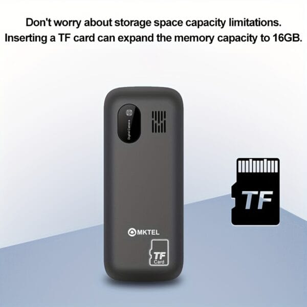 MKTEL M2023 Feature Phone with 1.77" Display, 800mAh Battery, Dual SIM & Standby, FM Radio, MP3/MP4, Camera, Flashlight - 10-Language Support, USB Rechargeable, Compact Design for Basic Communication, Multifunctional Device, Durable Phone Case