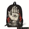 Retro Mystical Hand Print Backpack - Street Style Polyester Knapsack with Adjustable Straps, Lightweight School Bag for Over 15 Years - Casual Laptop Backpack with Hand Washable Lining, Foldable & Portable for Going Out