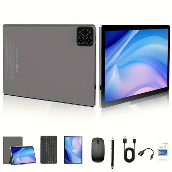 CRELANDER 10.1" 2-in-1 Android Tablet PC MTK 6763 Deca Core CPU with HD Display, 12GB (4GB+ 8GB Expandable) with RAM Support 1TB Expansion, 5000mAh Battery, Dual Camera, SIM Card Slot 4G LTE Calling Ultimate Office Bundle with Wireless Keyboard, Mouse, Stylus & Foldable Case, Tablet, Pad