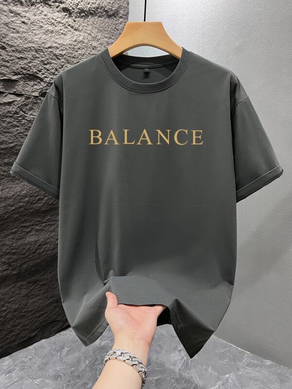 Men'S Short Sleeve T-Shirt, 100% Polyester Fabric, Loose Fit with English Pattern, Fashion Casual Crew Neck Top for Spring and Summer Outdoor Wear, Suitable for 11 Festivals