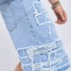 Men's Distressed Blue Jeans - Relaxed Fit Mid-Calf Length with Pre-Faded Knees & Frayed Hems, Machine Washable Casual Streetwear Shorts for Summer