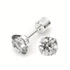 2pcs Stainless Steel Earrings, 4mm White Synthetic Zirconia with Embossed Floral Rhinestone Earbuds, Screw Post Design, Daily & Party Wear, Mardi Gras, St. Patrick's, Mother'S Day Gift