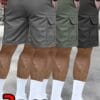3pcs Men'S Heavyweight Streetwear Summer Shorts with Multiple Pockets - Olive Green, Dark Blue, Black, Asymmetrical Hem, Non-Stretch Fabric for Beach, Outdoor & Casual Wear, Beach Shorts, Streetwear Fashion, Sporty Look, Durable Construction, Urban Style