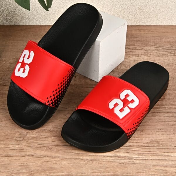 Men'S Slip-On Indoor Slippers - Comfortable PVC Upper & EVA Sole, Black with Bold "58.42cm Design, Perfect for Home, Beach, and Casual Wear, House Slippers