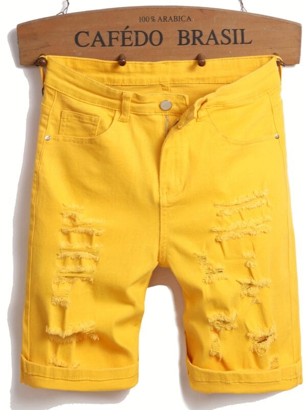 product-fancy-ab621064-8602-4775-8467-4b0d9b3ce69a Spring-Summer New Fashion Trend Men's Straight-Leg Stretch Denim Shorts, Yellow Casual Pants