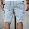 Men'S Summer Streetwear Denim Knee-Length Shorts with Multiple Pockets - Light Blue Washed, Soft Craftsmanship, Casual Style, Non-Stretch Fabric, Everyday Denim Shorts | Streetwear Style | Nonstretch Denim