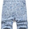 Men'S Light Wash Denim Shorts - Zebra Print Streetwear Style, Mid-Rise Casual Summer Shorts with Frayed Hem, Non-Stretch Fabric, Pockets for Casual Attire, Streetwear Shorts | Zebra Print Shorts | Frayed Hem Shorts