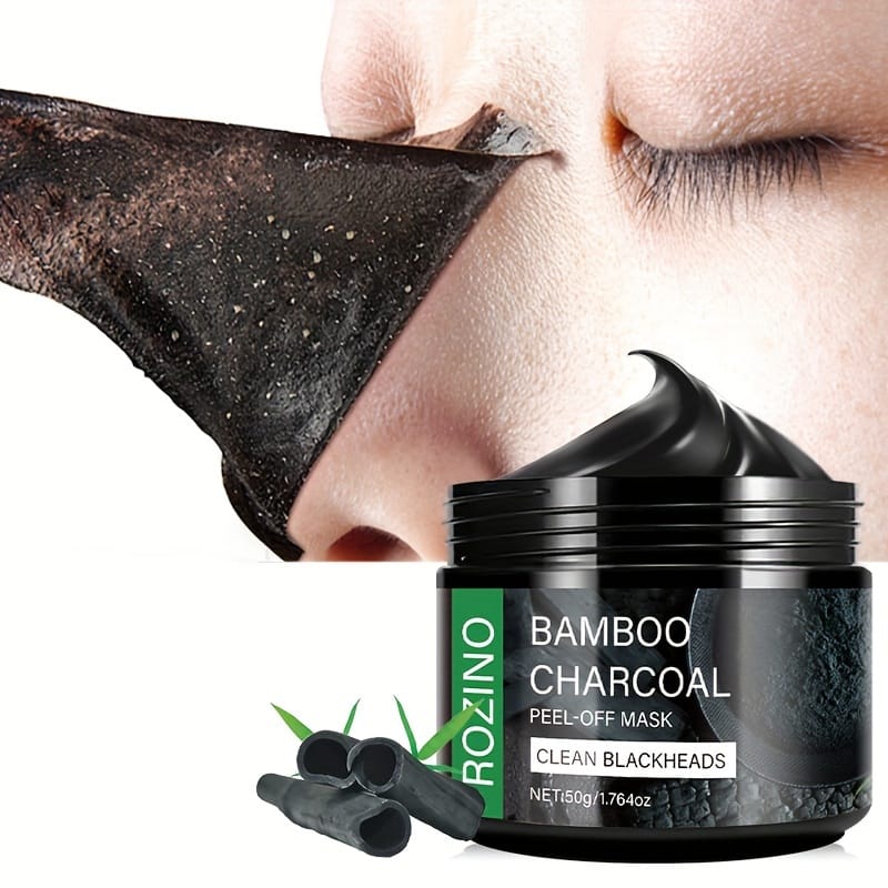 Rozino Bamboo Charcoal Face Mask - Deep Cleansing, Moisturizing, Blackhead Cleaner, Hypoallergenic, Paraben-Free, Aloe Vera Scented, All Skin Types, Beauty Mask for Clear Skin, Skin Care Mask|Natural Ingredients Mask|Moisturizing Mask