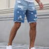 product-fancy-ae48e6c7-7563-49f1-a8b8-50d08f92f07b Men'S Streetwear Summer Denim Shorts - Vibrant Star & Frayed Hem Print, Elastic Waistband with Pockets, Light Blue Washed Jean Style Casual Shorts for Casual Attire, Casual Attire Shorts | Vibrant Print Shorts | Nonstretch Fabric