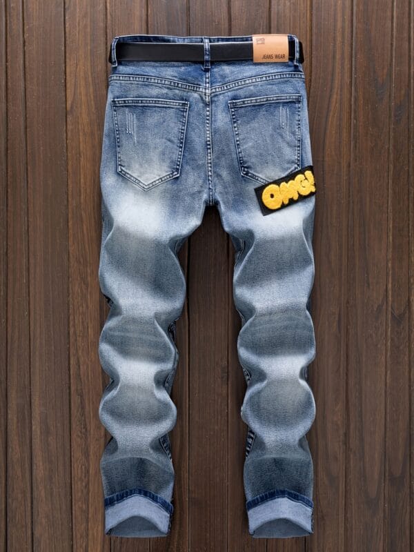 product-fancy-ae7f4299-15aa-46f6-8157-df01354c245f Men's Punk Jeans - Skinny fit Stretch Blue jeans with, Zipper Closure, Machine Washable - for Concerts, Nightclubs, Streetwear - Edgy Gothic Punk Rock Look