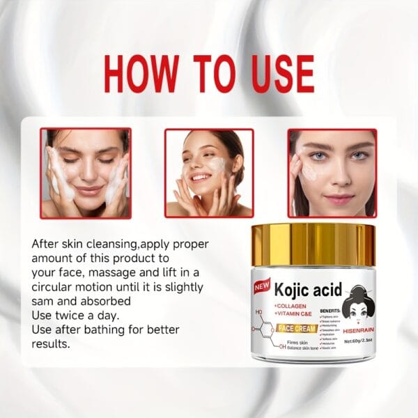 SUYARUN Kojic Acid+Vc Brightening Cream Rich in Retinol+Collagen+Plant Lipids to Lighten & Firm The Face, Evenly Lightens The Complexion, Controls Oil And Water Retention, Suitable for Both Men And Women. Reduce The Look of (Or Appearance Of) Dark Spots, Discoloration.