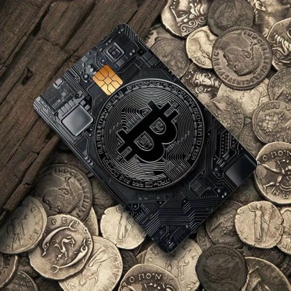 1pc Dark Night Black Bitcoin Credit Card Sticker, Single-Sided Bank Card Skin Protection Decorative Sticker, Suitable for EBT, Transportation, Keys, Credit Cards, Debit Cards, Protect Bank Cards, Etc. - Universal for Four Seasons