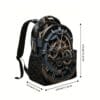 1pc Steampunk Clock Backpack - Adjustable Shoulder Straps, 2D Flat Printing, Mechanical Design, Perfect for Teens & Adults, Casual Outing Gear, Everyday Backpack | Vintage Backpack | Durable Backpack