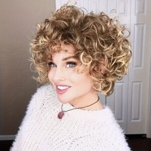 Wig with a Short, Kinky Curly Pixie Cut Made from 100% Human Hair, Featuring a 4/30 Color And Virgin Hair Quality, 180% Density, And a Non-Lace Rose Net Cap Designed for Everyday Wear by Women.