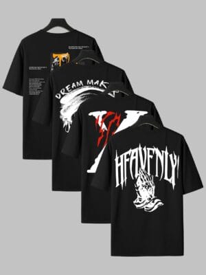 product-fancy-b114835c-603b-4bdd-8a89-c9831e5b2c99 Men'S Casual Graphic Print T-Shirts - 4pcs Set, Short Sleeve Crew Neck, Slight Stretch, Geometric Pattern, All-Season Wear, Adult Regular Fit, Casual Wear|Graphic Tee|Stylish Casualwea