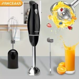 PANCERKA 100W Heavy-Duty Hand Blender Set - Multi-Purpose with Copper Motor, Stainless Steel Whisk & Milk Frother Attachments for Smoothies, Soups, Purees
