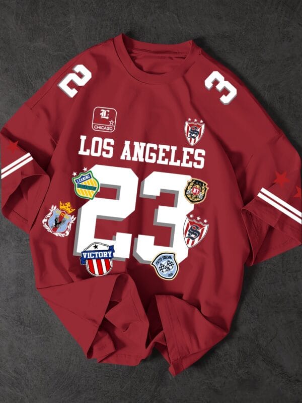 Men's Los Angeles Graphic T-Shirt with Number 23 - Dark Green Streetwear Tee, Quick-Dry Breathable Fabric for Sports, Casual Outfits - Machine Washable Urban Fashion Top, Sports Apparel, Emblem Decorated Shirt, Durable Sportswear