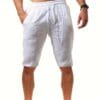product-fancy-b2cfab38-9e49-404d-84c5-1d2916b82ef3 4pcs Men'S Casual Summer Shorts - Loose Fit, Mid-Rise with Drawstring, Solid Color (White, Black, Light Blue, Beige) for Beach & Outdoor Activities, Beach Shorts, Relaxed Style, Nonstretch Fabric