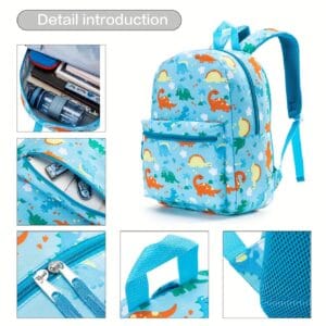 product-fancy-b2d1e6af-1603-4b4a-a6de-3ae4e3621d0c Casual Fashion Dinosaur Pattern & Customized Letter Print 3Pcs Knapsack With Hand Bag And Pouch, Adjustable Strap And Large Capacity, Zip Up, Trendy Backpack For Travel And School