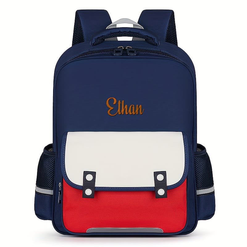 Custom Embroidered Name Lightweight Large Capacity School Backpack for Boys & Girls - Adjustable Shoulder Straps, Durable Polyester, Multiple Compartments, Easy-Clean Design for Elementary Middle School, Day Trips & Travel, Backpacks for School