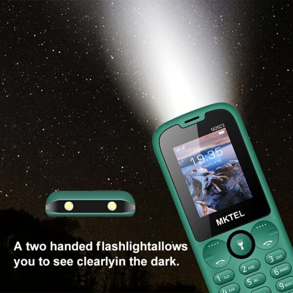 MKTEL M2023 Feature Phone with 1.77" Display, 800mAh Battery, Dual SIM & Standby, FM Radio, MP3/MP4, Camera, Flashlight - 10-Language Support, USB Rechargeable, Compact Design for Basic Communication, Multifunctional Device, Durable Phone Case