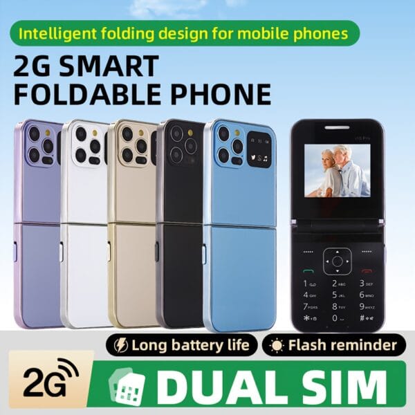 New 2G Foldable Phone Dual SIM Dual Standby, Call, SMS, Music