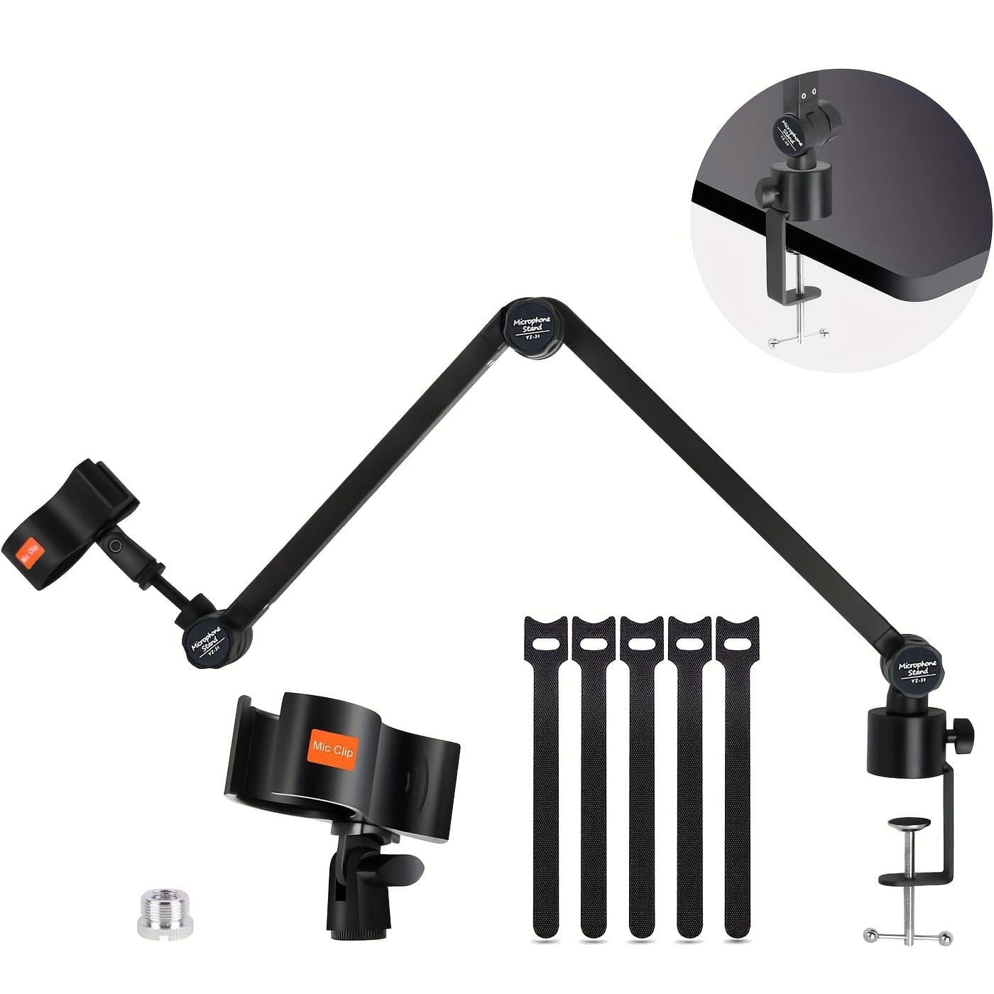 ZEALSOUND Premium Alloy Adjustable Cantilever Arm Stand for Microphones, Phones & Tablets - Ergonomic Desktop Mount with Smooth Pivot & Height Adjustment, Durable Metal Construction for Streaming, Recording, Podcasting & Gaming, Phone Mount, Sleek Metallic Finish, Sturdy Construction