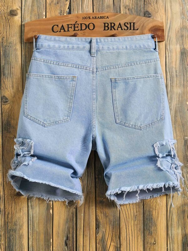 product-fancy-b3de58a0-f616-470b-aa63-248ab177471f Men'S Summer Street Style Denim Shorts - Non-Stretch, Regular Fit with Trendy Patchwork Design, Casual Casual Attire, Casual Attire|Trendy Denim Shorts|Nonstretch Fabric