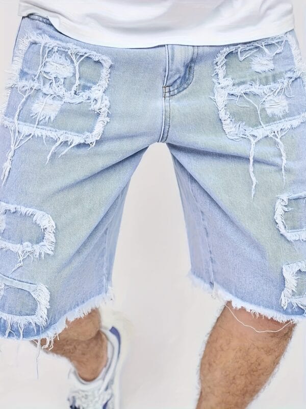 product-fancy-b40cf4e2-d81b-4911-a1e1-4c81f868cdee Men's Vintage Distressed Jeans Shorts - Non-Stretch Denim Frayed hole Casual Pants, Machine Washable Everyday & Formal Outfits for Men