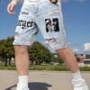 product-fancy-b46fcb0b-a11b-487a-8c6b-8d6f795a25dd Men's Summer Lightweight Denim Shorts - Knee-Length Relaxed Fit Distressed Casual Shorts with Portrait Print, 52% Blend, Hand Wash Only