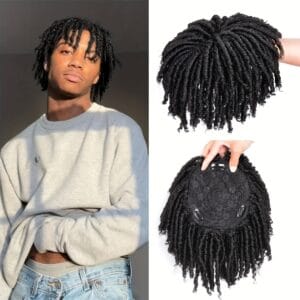 Short Crochet Wigs Synthetic Clips in Hair Toupee Extensions Afro Synthetic Braided Half Wig Dreadlock Hairpieces for Men Women Boy Male Father'S Day