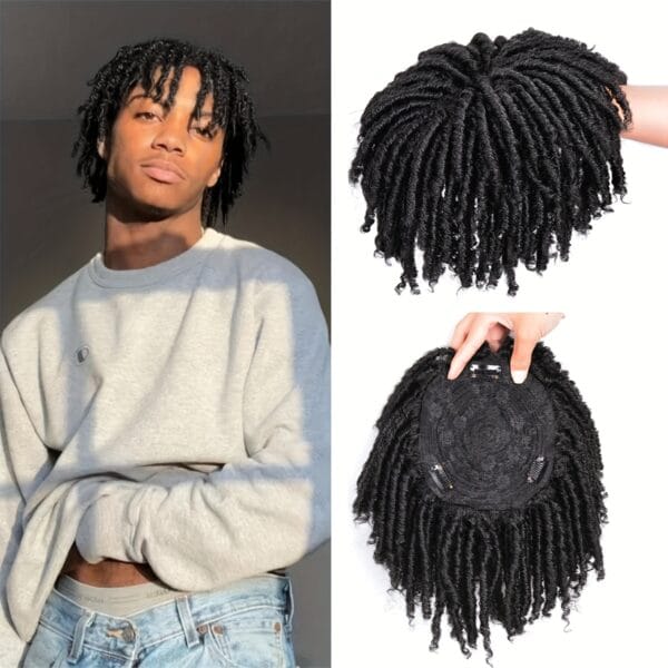 Short Crochet Wigs Synthetic Clips in Hair Toupee Extensions Afro Synthetic Braided Half Wig Dreadlock Hairpieces for Men Women Boy Male Father'S Day