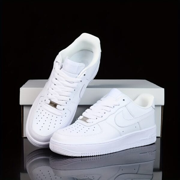 Men'S Nike Air Force 1 Low-Top Casual Sneakers - White Synthetic & Rubber Sole, Lace-Up Round Toe Design, Comfortable Fabric Lining for All-Season Wear, Everyday Shoes | Classic Lowtops | Durable Rubber Sole