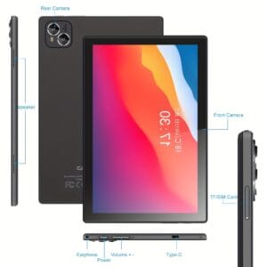 CRELNADER 10.1 Inch Tablet Android 13 Deca Core 6GB(3GB+ 3GB expand)+128GB Rom 2.4G/5G WiFi 5000mAh 1280x800 HD Touch Screen 5MP+13MP DUAL Camera 4G LTE with Case, Mouse, Stylus, Keyboard, 2in 1 Tablet PC