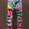 product-fancy-b70d89fe-4d05-4ea3-9ad4-0b4e4aa2315a Men'S Streetwear Graphic Print Jeans - Stretch Denim with Colorful Graffiti Design, Ripped Knee & Crotch, Straight Leg Fit, All-Season Casual Pants, Streetwear Fashion | Graffiti Print Jeans | Stretch Denim Fabric