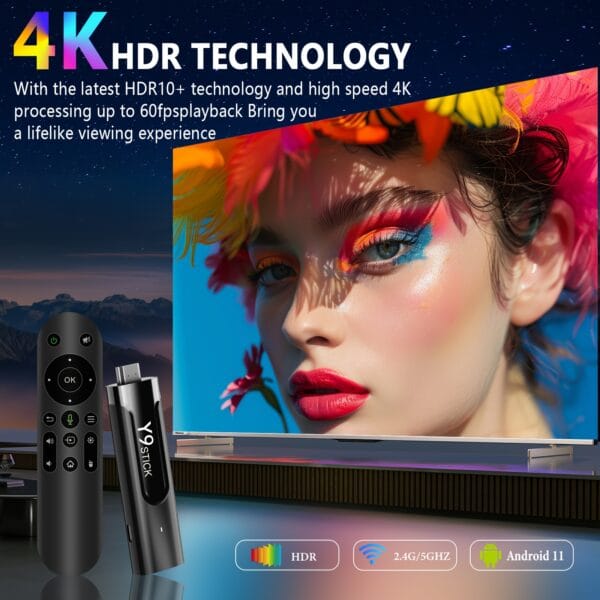 M98-Y9 Compact Portable HD TV Stick - USB-Powered Wireless Smartphone Compatible with Android 13.0, 4K Resolution, Compact Design for Streaming & Entertainment