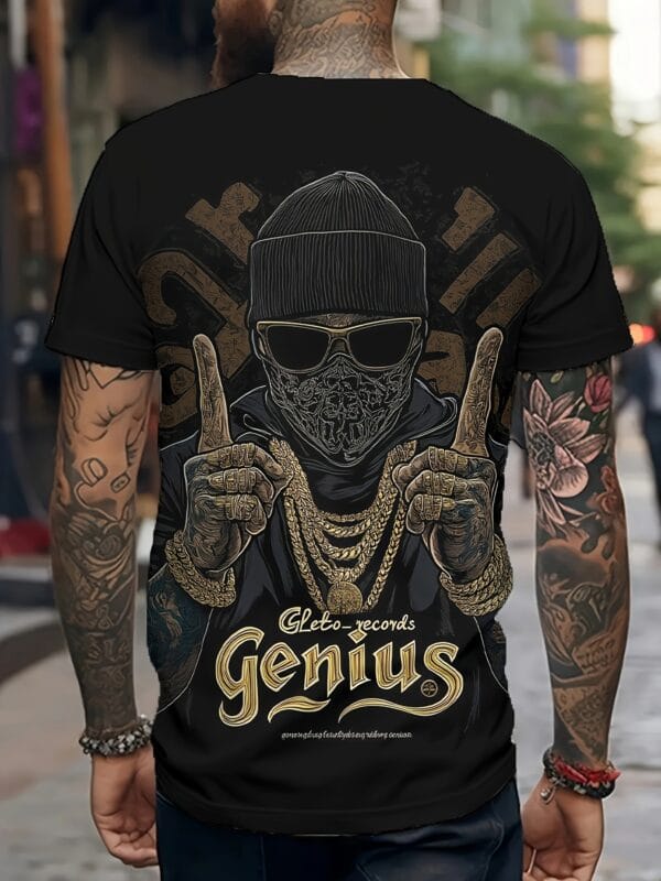 Digital Print Hip-Hop Style Genius Letter Pattern, Print T-Shirt, Short Sleeve Top to Express Personality
