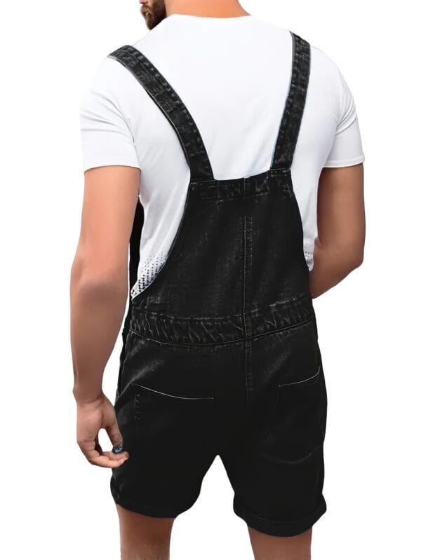 product-fancy-b8650037-1751-4639-8b88-6410f7bc23f7 Men's Denim Shorts with Drawstring Waist, Loose Fit Overalls, Casual Button Pocket Summer Pullover