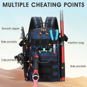 Multifunctional Outdoor Backpack - Large Capacity Lightweight Travel Hiking Daypack with Adjustable Shoulder Straps, Padded Back Panel & Multiple Compartments for Cycling, Fishing, Camping (Blue Camouflage Pattern), Cycling Gear, Versatile Bag, Secure Storage, Widening Handheld, Adventure Seekers