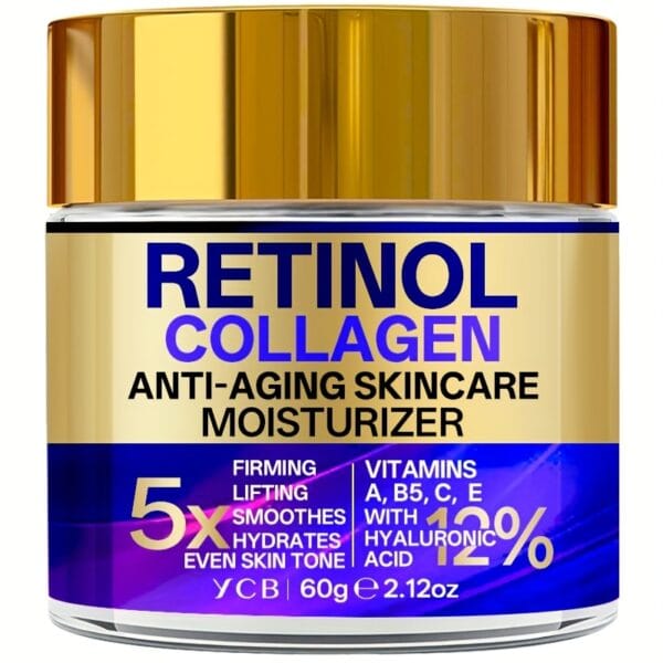 YCB Retinol Collagen Moisturizing Cream 60g/2.12oz - Face Cream with Hyaluronic Acid, Vitamin E, Shea Butter & Caffeine - Firms, Lifts Sagging Light Beige, Improves Elasticity, Even Light Beige, All Light Beige Types, Elegant Packaging, Advanced Skincare Formula