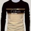 product-fancy-bc78608e-c931-4fe1-b98f-5d8abd243926 Men'S Long Sleeve T-Shirt - Black to Brown Ombre with CALVIN Lettering, Stretch Comfort Fit for Everyday & Formal Wear, Spring/Fall Essential - CALVIN Apparel, Spring Fall Top, Modern Casual Tee, Smooth Texture Shirt